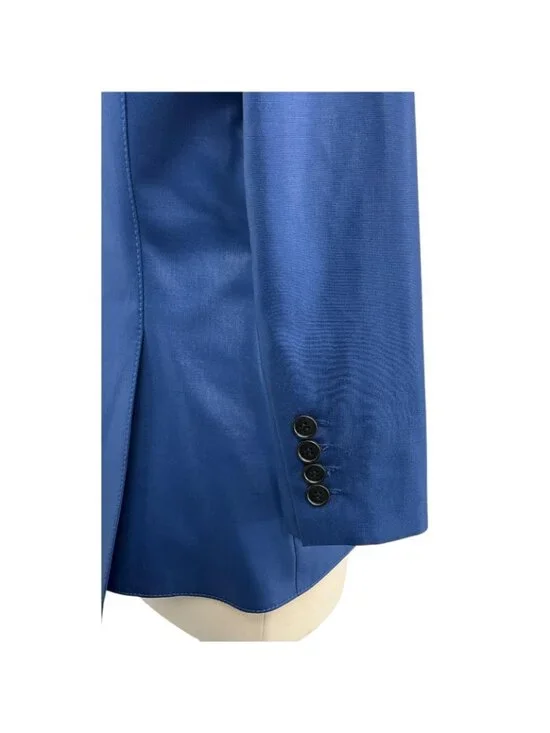 Smythe Hutton Blazer Womens 4 Blue Wool Shawl Lapel Tuxedo One Button Jacket - Picture 7 of 13